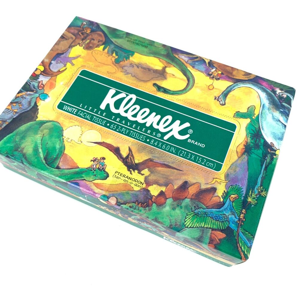 VTG NOS Kleenex Tissue Box Little Travelers Dinosaurs One Box